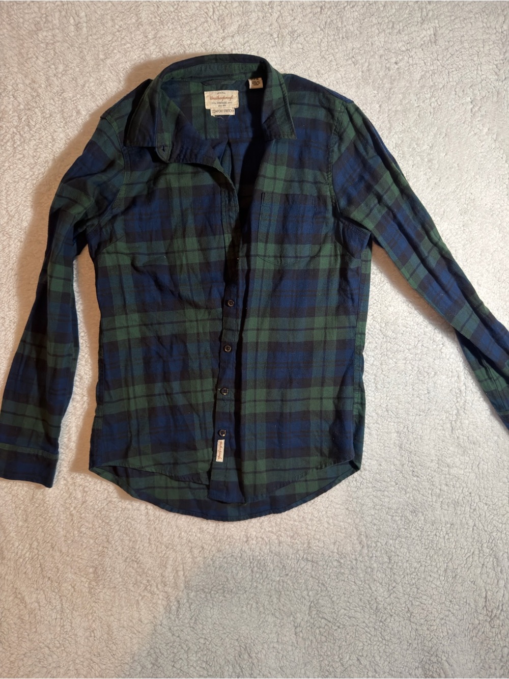 Weatherproof Green & Navy Plaid Button-Up Shirt